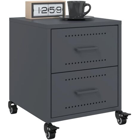 Tables de chevet 2 pcs-Lot de 2 Table de nuit anthracite 36x39x43,5 cm acier 728799