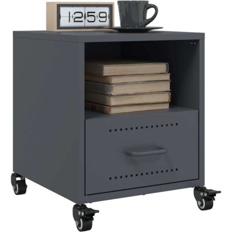 Tables de chevet 2 pcs-Lot de 2 Table de nuit anthracite 36x39x43,5 cm acier 772573