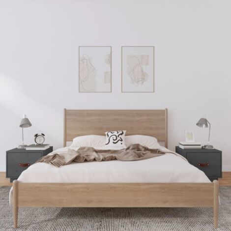 Tables de chevet 2 pcs-Lot de 2 Table de nuit Gris 40x34x35 cm Bois de pin massif 609252