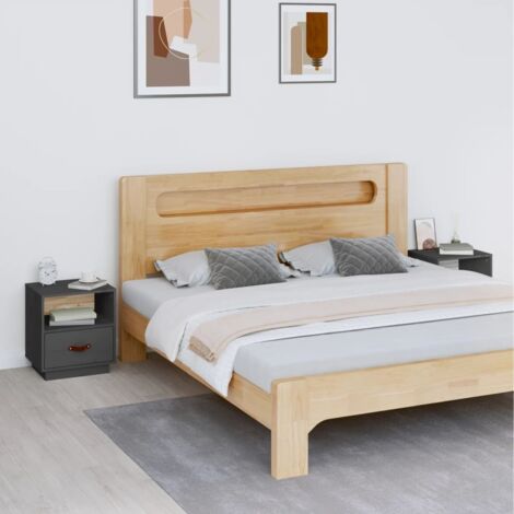 Tables de chevet 2 pcs-Lot de 2 Table de nuit Gris 40x34x45 cm Bois de pin massif 603926