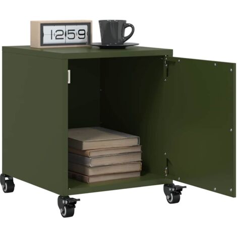 Tables de chevet 2 pcs-Lot de 2 Table de nuit vert olive 36x39x43,5 cm acier 890218