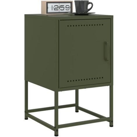 Tables de chevet 2 pcs-Lot de 2 Table de nuit vert olive 36x39x60,5 cm acier 779705