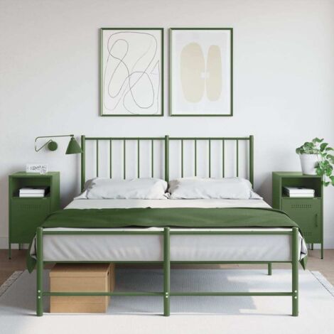 Tables de chevet 2 pcs-Lot de 2 Table de nuit vert olive 36x39x68 cm acier 155503