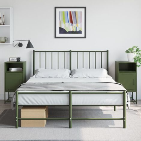 Tables de chevet 2 pcs-Lot de 2 Table de nuit vert olive 36x39x78 cm acier 237911