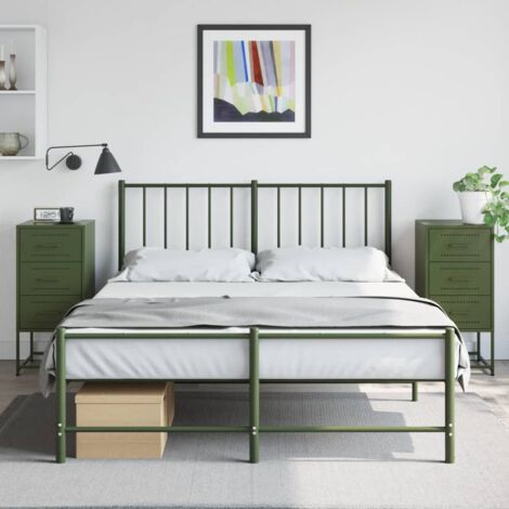 Tables de chevet 2 pcs-Lot de 2 Table de nuit vert olive 36x39x78 cm acier 680197