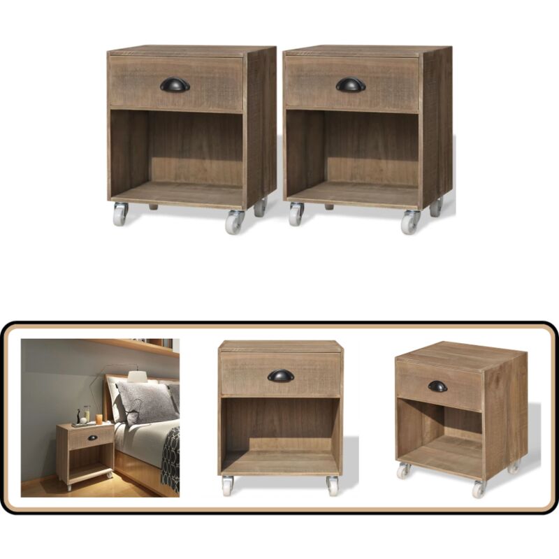 Tables de chevet 2 pcs marron bois massif - Table De Chevet - Meuble De Chambre - Table De Nuit - Meubles Design - Mobilier Moderne