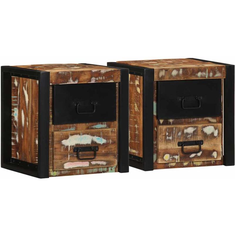 Tables de chevet 2 pcs multicolore 40x35x40cm bois récupération Vidaxl