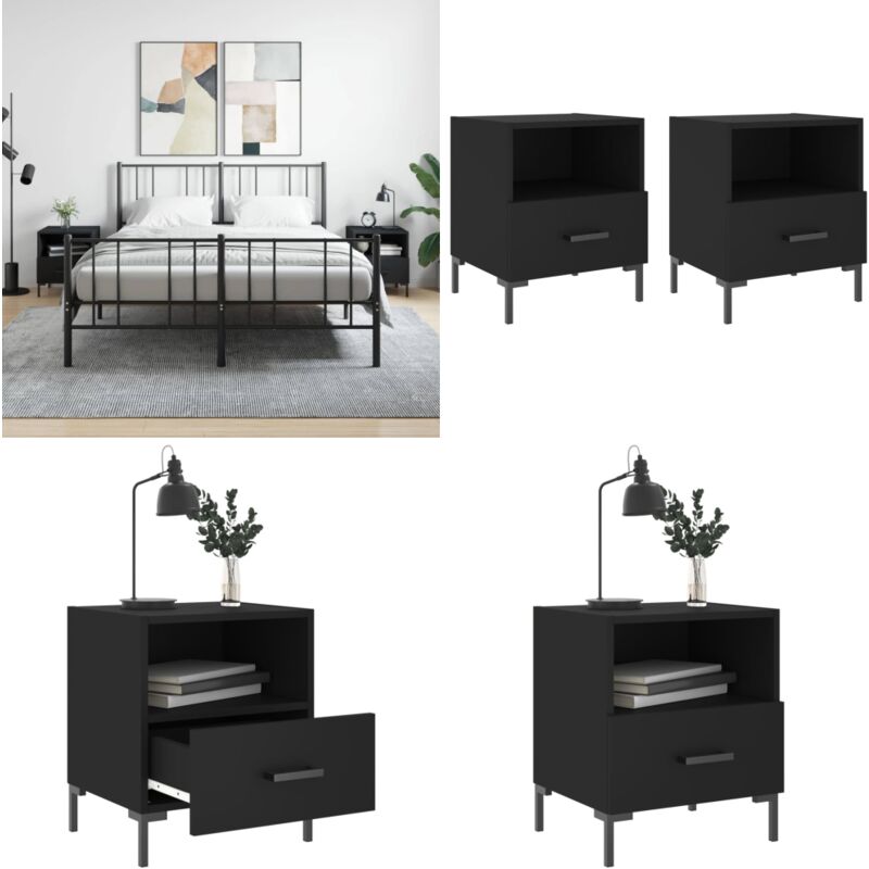 Tables de chevet 2 pcs noir 40x35x47,5 cm bois d'ingénierie - Table De Chevet - Meuble De Chambre - Armoire De Chevet - Commode - Design Moderne