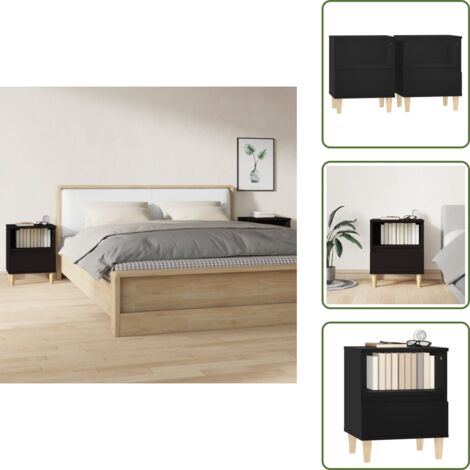 Tables de chevet 2 pcs Noir 40x35x50 cm - Table De Chevet - Meuble De Chambre - Meubles Noirs - Commode - Armoire D'appoint