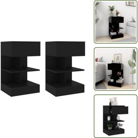 Tables de chevet 2 pcs Noir 40x35x65 cm - Table De Chevet - Meuble De Chambre - Table Nuit - Mobilier Design - Rangement