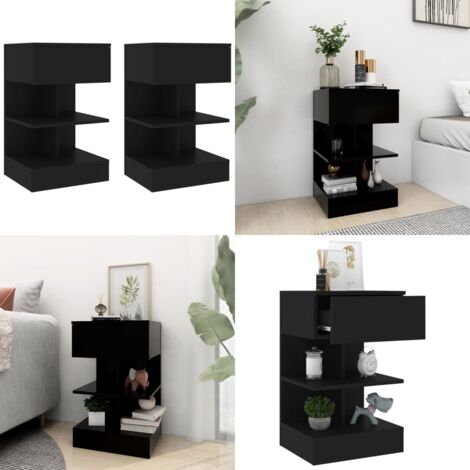 Tables de chevet 2 pcs Noir 40x35x65 cm - Table De Chevet - Meuble De Chambre - Table Nuit - Mobilier Design - Rangement - Home & Living