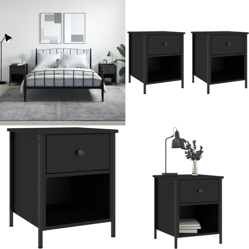 Tables de chevet 2 pcs noir 40x42x50 cm bois d'ingénierie - Table De Chevet - Meuble De Chambre - Armoire De Chevet - Commode - Mobilier Moderne