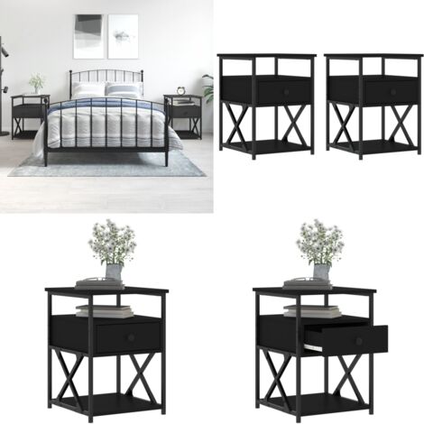 Tables de chevet 2 pcs noir 40x42x55 cm bois d’ingénierie - Table De Chevet - Commode - Meuble De Chambre - Armoire De Chevet - Mobilier - Home & Living