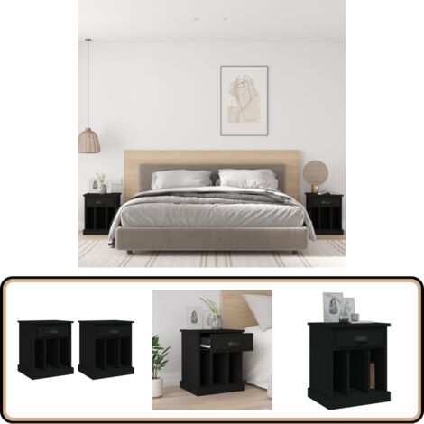 Tables de chevet 2 pcs noir 43x36x50 cm - Table De Chevet - Meuble De Chambre - Commode - Armoire D'appoint - Mobilier Moderne