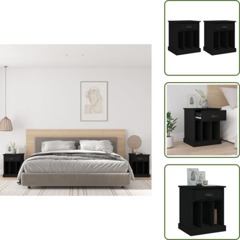 Tables de chevet 2 pcs noir 43x36x50 cm - Table De Chevet - Meuble De Chambre - Commode - Armoire D'appoint - Mobilier Moderne