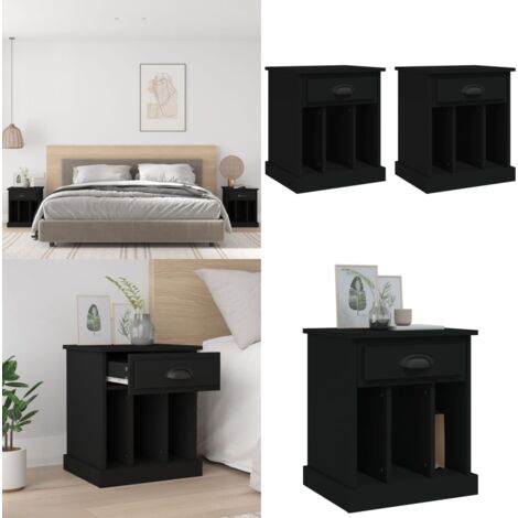 Tables de chevet 2 pcs noir 43x36x50 cm - Table De Chevet - Meuble De Chambre - Commode - Armoire D'appoint - Mobilier Moderne - Home & Living