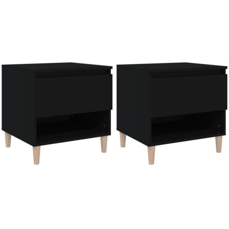 Tables de chevet 2 pcs Noir 50x46x50 Bois d’ingénierie