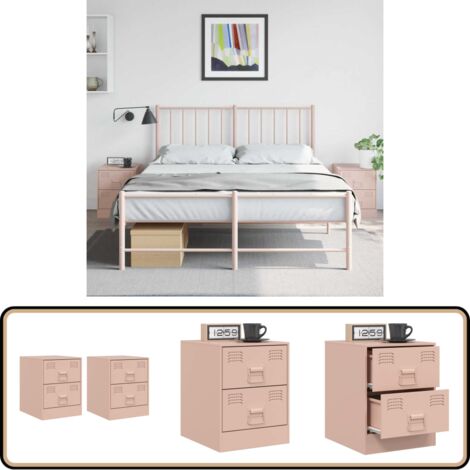 Tables de chevet 2 pcs rose 34,5x39x44 cm acier - Table De Chevet - Meuble De Chambre - Table Nuit - Commode - Design Moderne