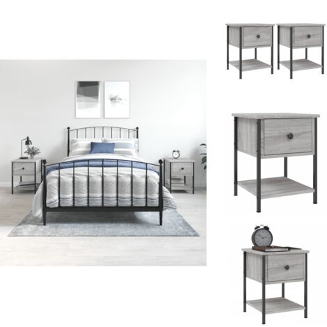 Tables de chevet 2 pcs sonoma gris 34x35,5x45cm bois ingénierie - Table De Chevet - Meuble De Chambre - Table D'appoint - Mobilier Moderne - Style Scandinave