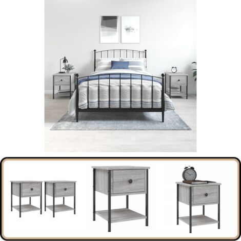 Tables de chevet 2 pcs sonoma gris 34x35,5x45cm bois ingénierie - Table De Chevet - Meuble De Chambre - Table D'appoint - Mobilier Moderne - Style Scandinave