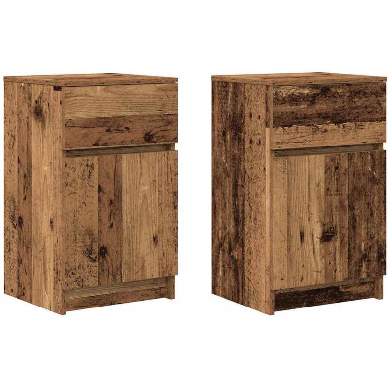 Tables de chevet 2 pcs vieux bois 39x35x65 cm bois d'ingénierie Vidaxl