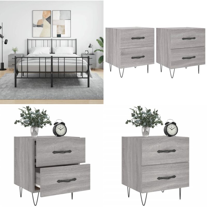 Tables de chevet 2 pcs sonoma gris 40x35x47,5 cm - Table De Chevet - Meuble De Chambre - Armoire De Chevet - Commode - Design Moderne - Home & Living