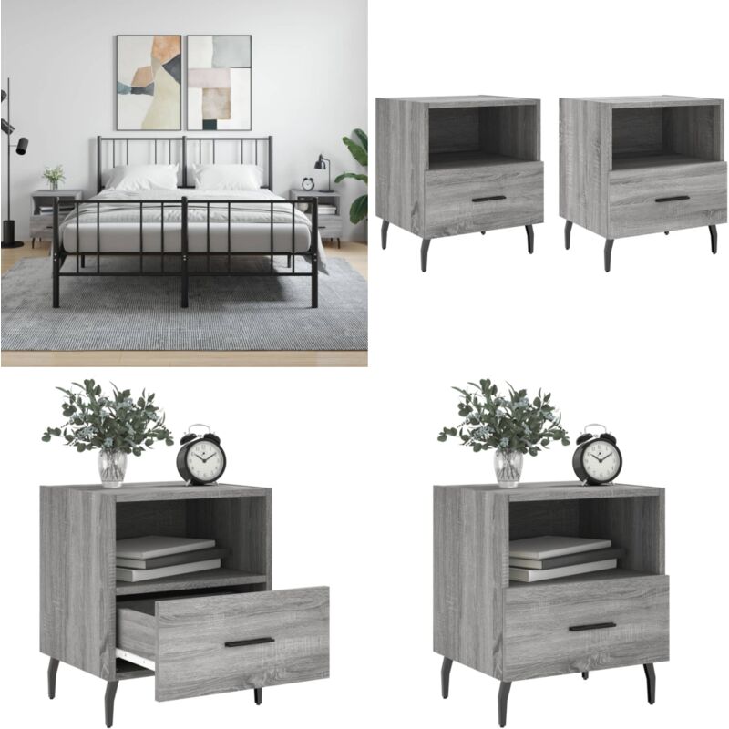 Tables de chevet 2 pcs sonoma gris 40x35x47,5 cm - Table De Chevet - Meuble De Chambre - Armoire De Chevet - Commode - Design Moderne - Home & Living
