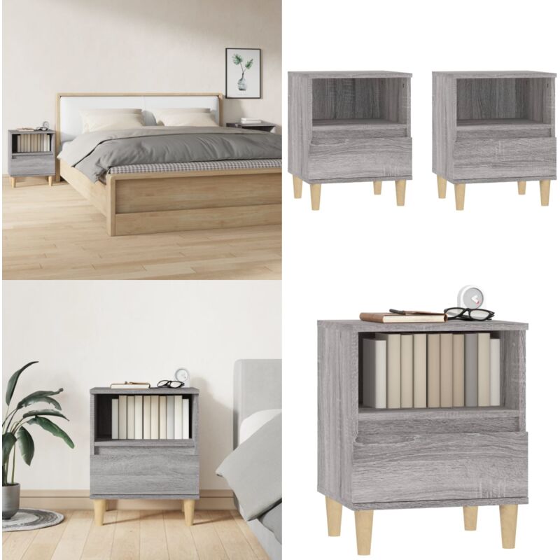 Tables de chevet 2 pcs Sonoma gris 40x35x50 cm - Table De Chevet - Meuble De Chambre - Commode - Armoire D'appoint - Mobilier Moderne - Home & Living