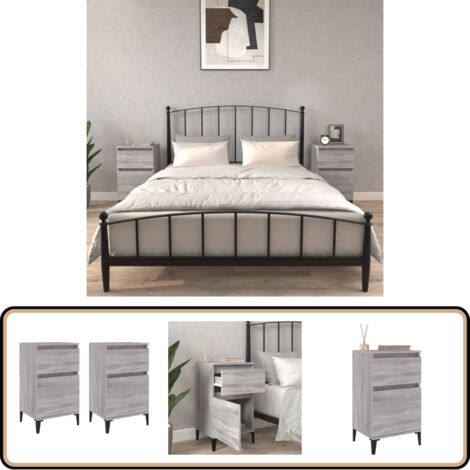 Tables de chevet 2 pcs sonoma gris 40x35x70 cm - Table De Chevet - Meuble De Chambre - Commode - Nuit - Rangement