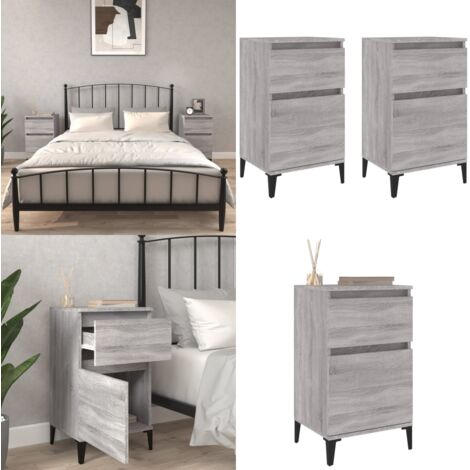 Tables de chevet 2 pcs sonoma gris 40x35x70 cm - Table De Chevet - Meuble De Chambre - Commode - Nuit - Rangement - Home & Living