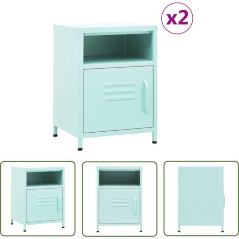 Tables de chevet 2 pcs Vert menthe 35x35x51 cm Acier