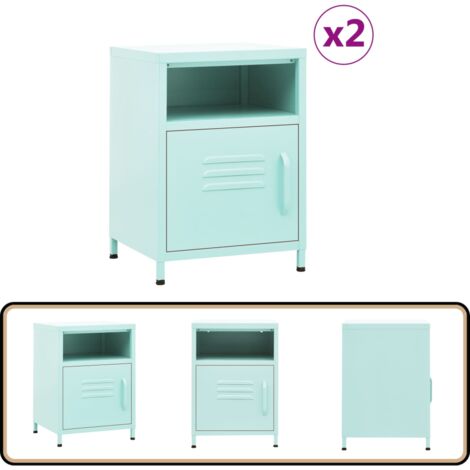 Tables de chevet 2 pcs Vert menthe 35x35x51 cm Acier - Table De Chevet - Meuble De Chambre - Armoire De Lit - Mobilier Design - Meubles Modernes