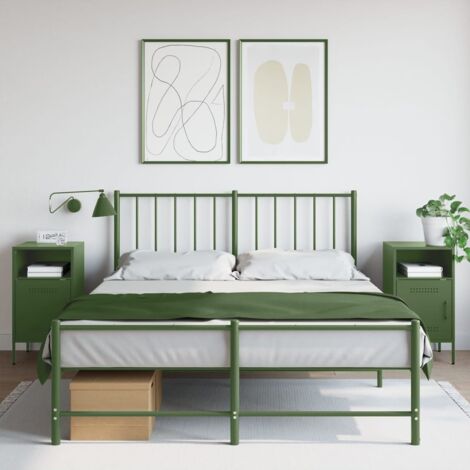 Tables de chevet 2 pcs vert olive 36x39x68 cm acier vidaXL