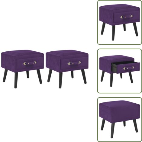 Tables de chevet 2 pcs Violet foncé 40x35x40 cm Velours - Table De Chevet - Meubles De Chambre - Table Nuit - Commode - Rangement