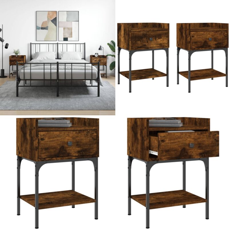 Tables de chevet 2pcs chêne fumé 40,5x31x60cm bois d’ingénierie - Table De Chevet - Meuble De Chambre - Commode - Armoire De Nuit - Mobilier Moderne