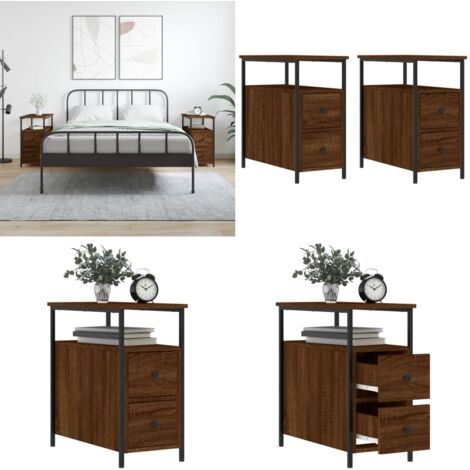 Tables de chevet 2pcs chêne marron 30x60x60cm bois d'ingénierie - Table De Chevet - Commode - Meuble De Chambre - Armoire De Chevet - Mobilier - Home & Living