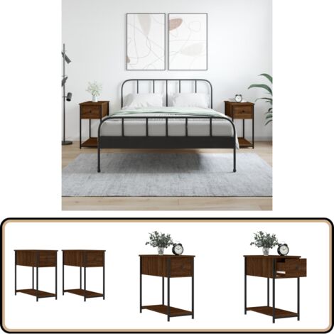 Tables de chevet 2pcs chêne marron 30x60x60cm bois d'ingénierie - Table De Chevet - Commode - Mobilier Chambre - Meuble Rangement - Décoration Intérieure