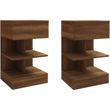 1/2x Table de Chevet 40x35x65 cm Table de Nuit Rangement Multicolore vidaXL