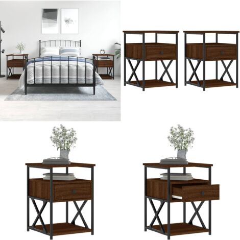 Tables de chevet 2pcs chêne marron 40x42x55cm bois d'ingénierie - Table De Chevet - Commode - Meuble De Chambre - Mobilier - Armoire De Chevet - Home & Living