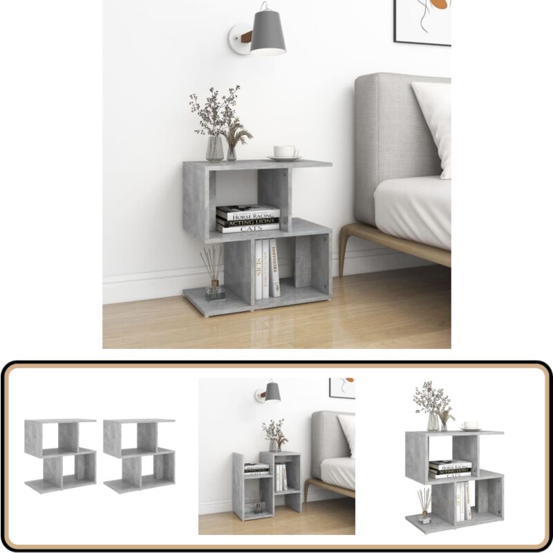 Tables de chevet 2pcs gris béton 50x30x51,5cm bois d'ingénierie - Table De Chevet - Meuble De Chambre - Table Nuit - Mobilier Gris - Meubles Modernes