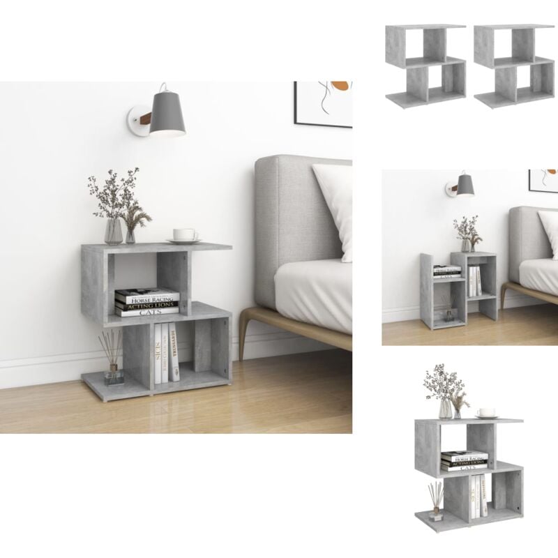 Tables de chevet 2pcs gris béton 50x30x51,5cm bois d'ingénierie - Table De Chevet - Meuble De Chambre - Table Nuit - Mobilier Gris - Meubles Modernes