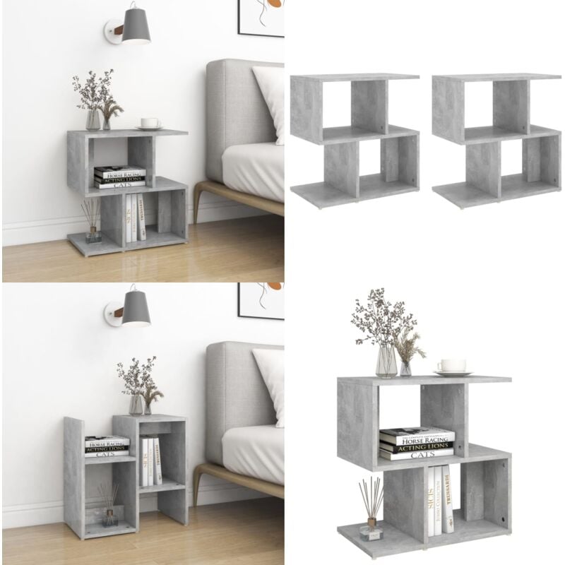 Tables de chevet 2pcs gris béton 50x30x51,5cm bois d'ingénierie - Table De Chevet - Meuble De Chambre - Table Nuit - Mobilier Gris - Meubles Modernes