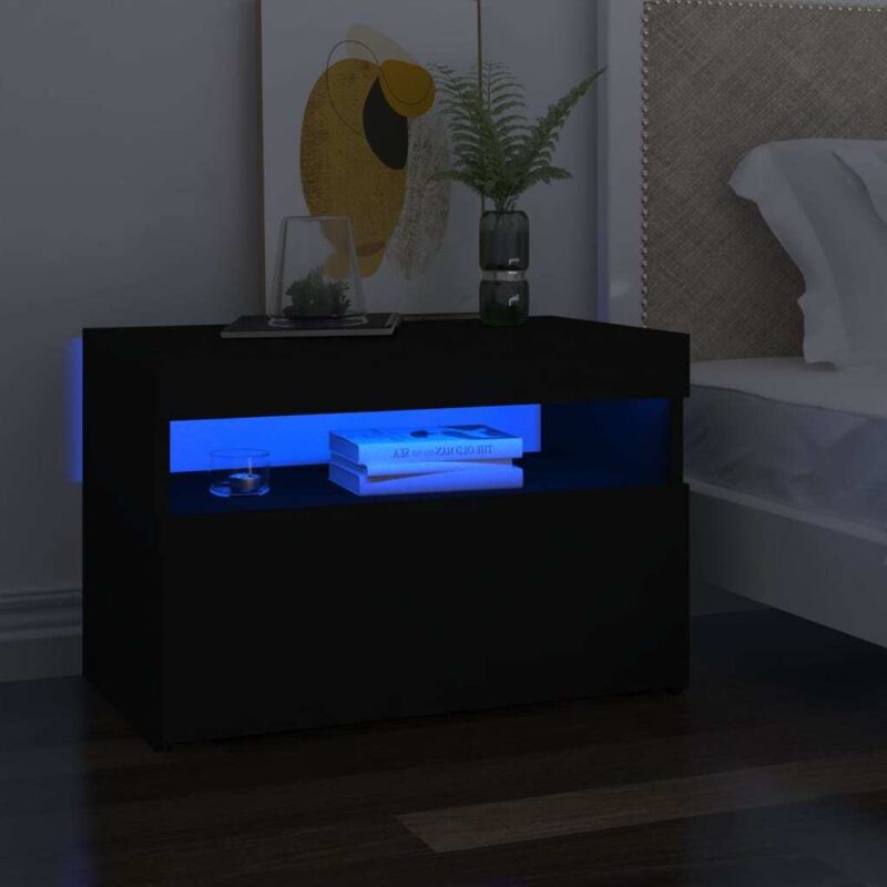 Vidaxl - Table de chevet avec lumières led noir 60x35x40 cm