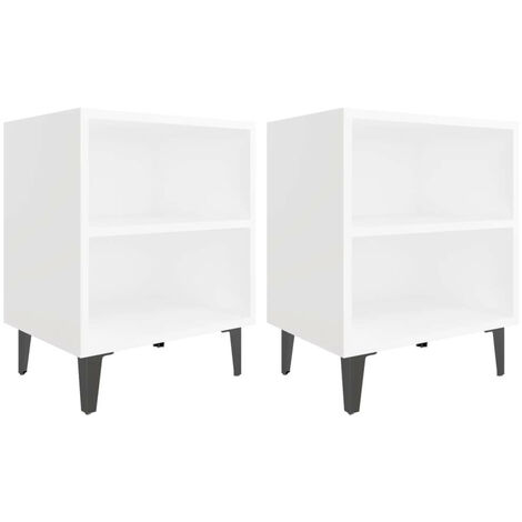 Tables de chevet avec pieds en métal 2 pcs Blanc 40x30x50 2