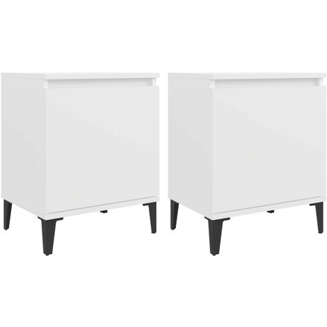 Tables de chevet avec pieds en métal 2 pcs Blanc 40x30x50