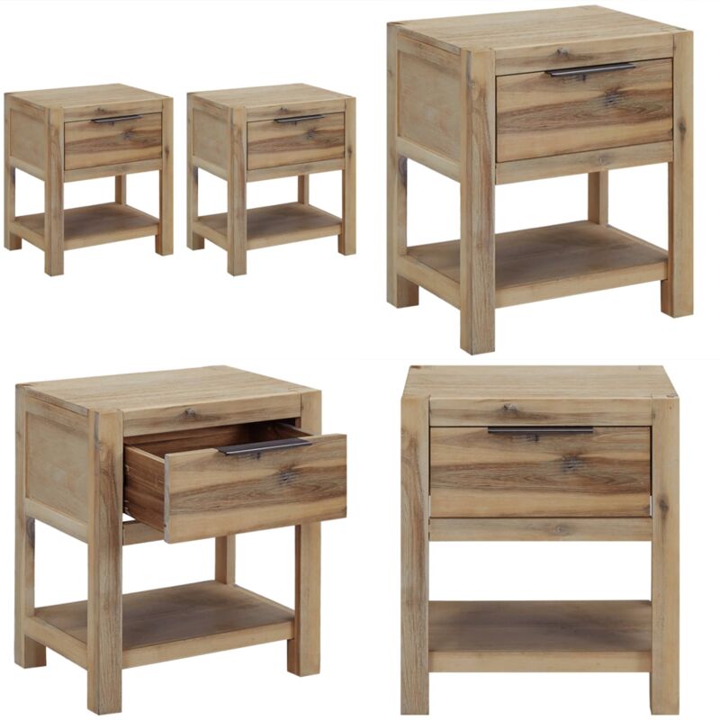 Tables de chevet avec tiroirs 2 pcs 40x30x48 cm Acacia solide - Table De Chevet - Meuble De Chambre - Table De Nuit - Mobilier Rustique - Acacia