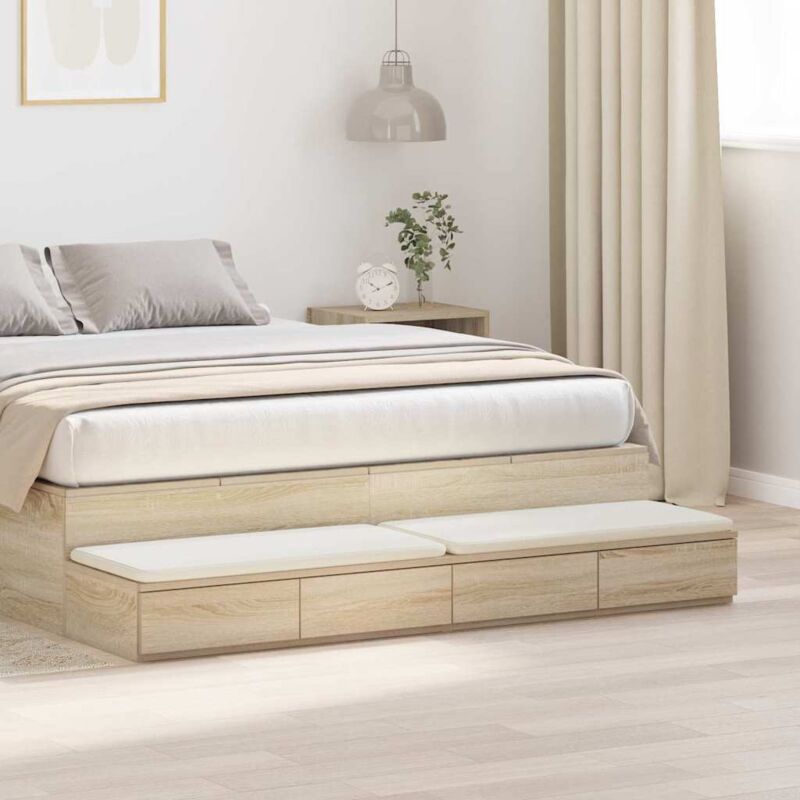 Tiroirs de lit avec tiroir Chêne sonoma 140 x 36.5 x 16.5 cm Vidaxl