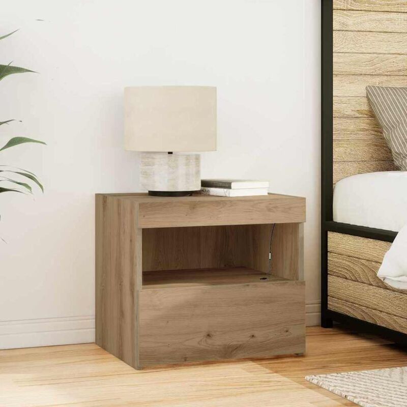 Cabinet de chevet avec tiroir chêne artisanal 50 x 40 x 45 cm Vidaxl