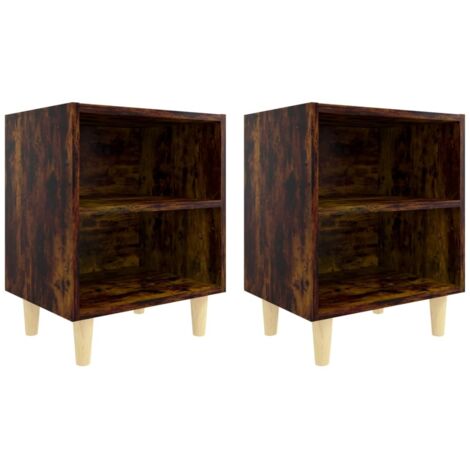 Tables de chevet et pieds en bois 2 pcs Chêne fumé 40x30x50 cm SUHB-813099
