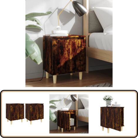 Tables de chevet et pieds en bois 2 pcs Chêne fumé 40x30x50 cm - Table De Chevet - Meuble De Chambre - Table D'appoint - Design Scandinave - Table Basse